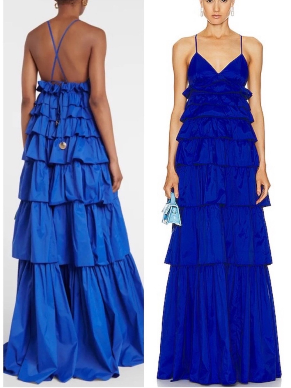 STAUD Rylie lapis Blue Tiered Ruffle Maxi Dress
